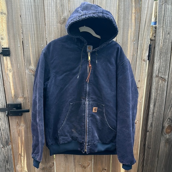 Vintage Carhartt J130 Y2K 2004 Hooded Canvas Grunge Weathered Jacket Large - Picture 1 of 10